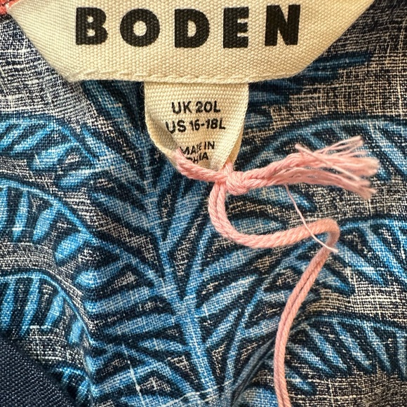 Boden 100% Linen Tropical Bird Print Dress XL 16-18 NWT - Picture 5 of 9